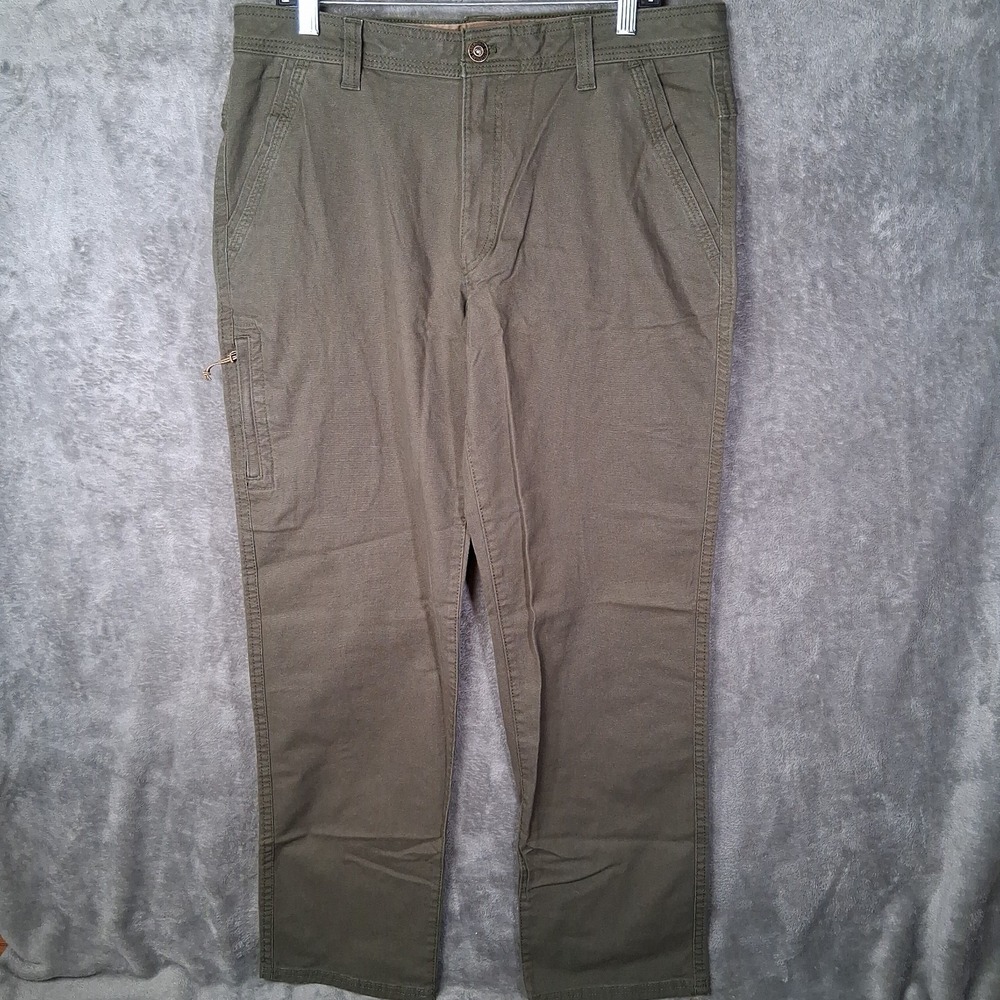 Legendary Outfitters Stretch Canvas Pant Mens 36x34 Khaki Green Straight Leg NWT